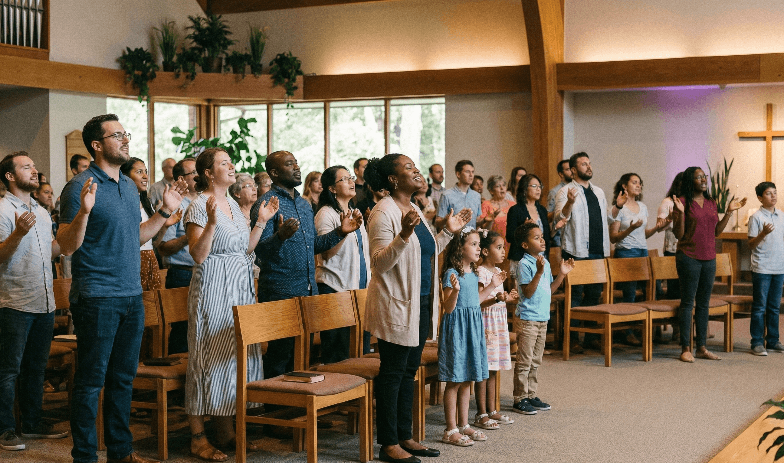 Congregação em momento de adoração
